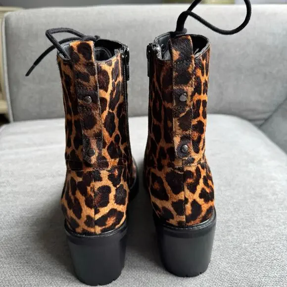 Seychelles Irresistible Leopard Pony Hair Leather Mid-Calf Lace-Up Boots Sz 8.5 - Picture 6 of 12